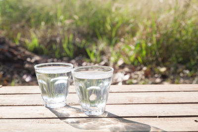 Close-up of water in glass on table