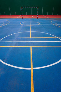 High angle view of soccer field