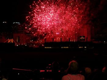 Firework display at night