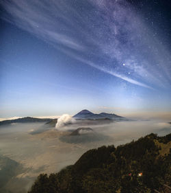 Scenic view of landscape against sky at night