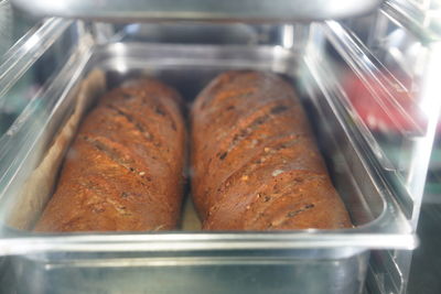 Close-up of meat in container