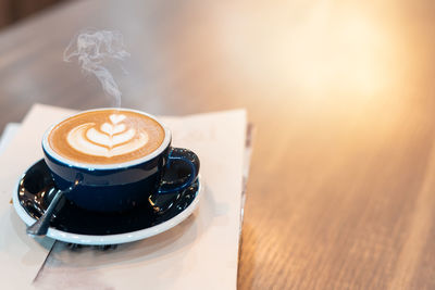 Close-up of coffee on table