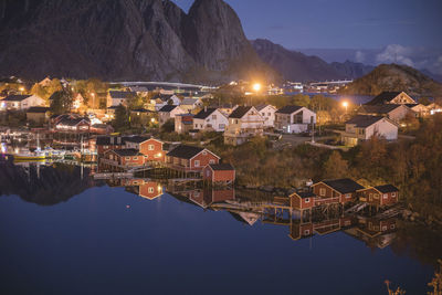 Reine village environment from an aerial point of view