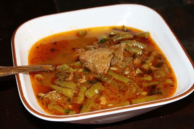 Close-up of soup in bowl