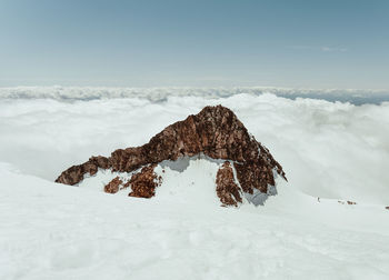 Scenic view of snow covered mountain against sky