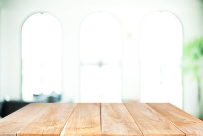 Close-up of table against window