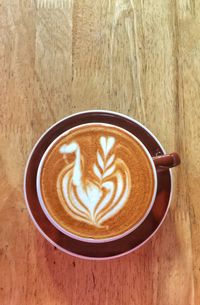 High angle view of coffee on table