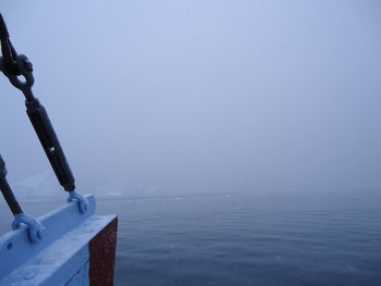 Close-up of sea against sky during winter