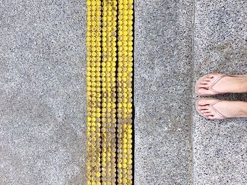 Low section of woman standing on staircase