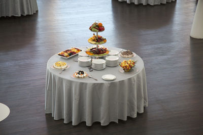 High angle view of food on table