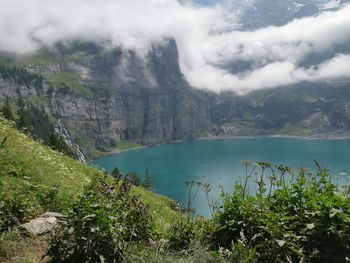 Scenic view of lake against sky