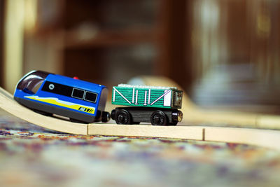 Close-up of toy car on table