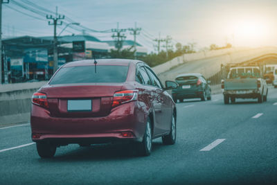 View of traffic on road in city