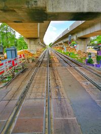 High angle view of railroad tracks