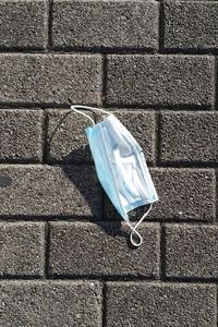 High angle view of shoe on wall