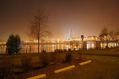 Illuminated city at night