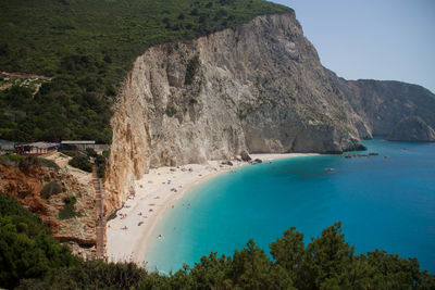 Scenic view of the turquoise ionian sea that becomes one with the sky...