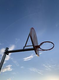 Low angle view of basketball hoop against sky