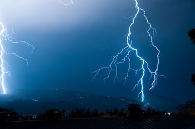 Lightning in sky at night