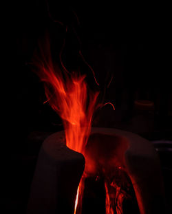 Close-up of fire against black background