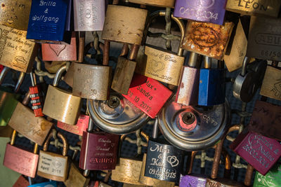 Close-up of padlocks