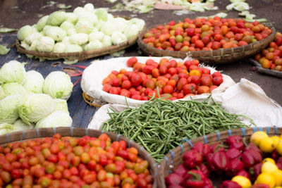 High angle view of fruits for sale in market