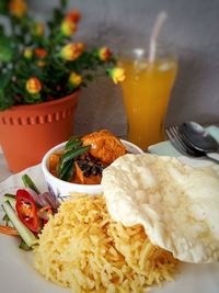 Close-up of food served in plate