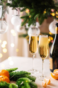 Close-up of wineglass on table