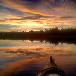 Scenic view of lake at sunset