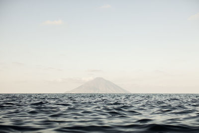 Scenic view of stromboli island and sea against sky