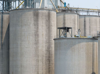 Animal feed factory. agricultural silos, grain storage silos. agriculture industry. rural