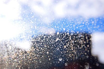 Close-up of water drops on glass