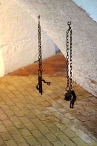 View of chain hanging on wall