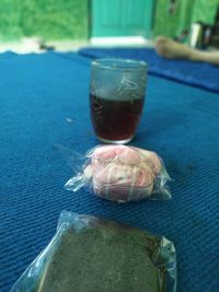 Close-up of drink in glass on table