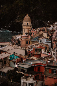 High angle view of buildings in city