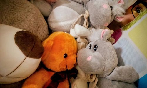 Close-up of stuffed toy on bed