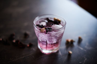 Close-up of drink in glass on table