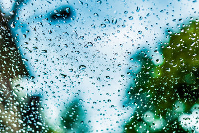 Full frame shot of water drops on glass window