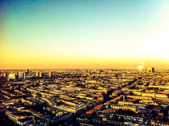 View of cityscape at sunset