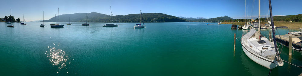 Boats moored in harbor