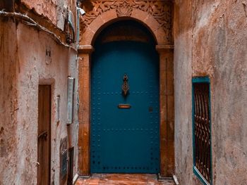 Closed door of old building