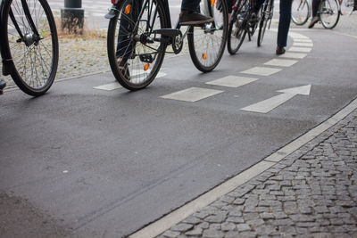 Low section of bicycle on road