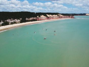 High angle view of sea against sky