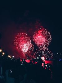 Firework display at night