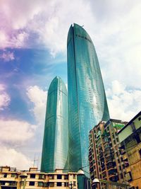 Low angle view of modern building against sky