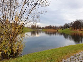 Scenic view of lake against sky