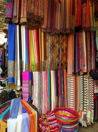 Multi colored shawls for sale at market