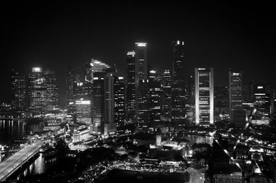 Illuminated cityscape at night