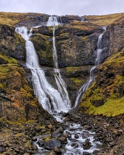 Scenic view of waterfall