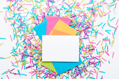 High angle view of text on paper against white background